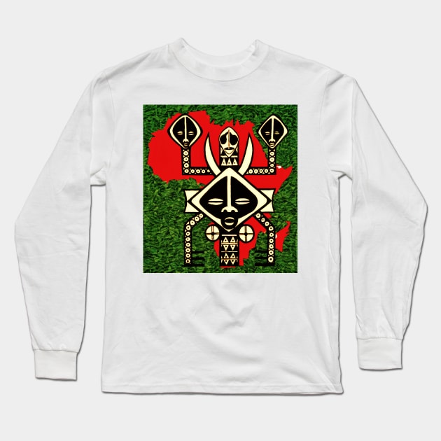 Mother Spirit of Africa Original Artwork Long Sleeve T-Shirt by Tony Cisse Art Originals